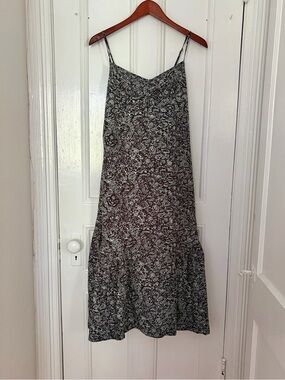 Navy & Green Paisley Maxi Slip Dress with Spaghetti Straps